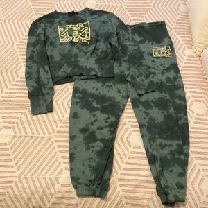 Keith Haring Green Tie Dye Sweat Set